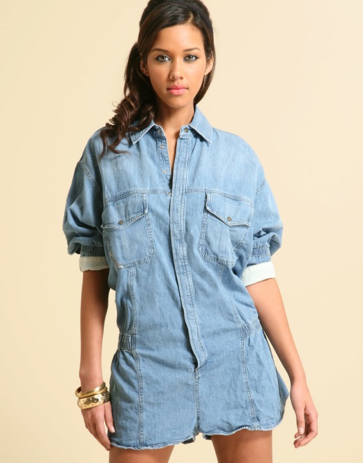 denim shirt playsuit